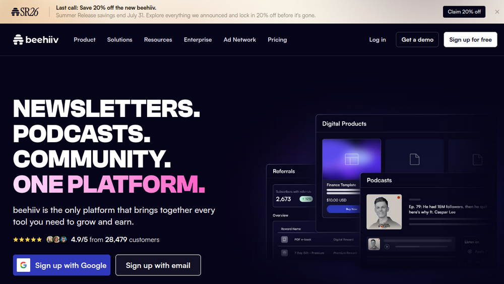 beehiiv website screenshot beehiiv website screenshot