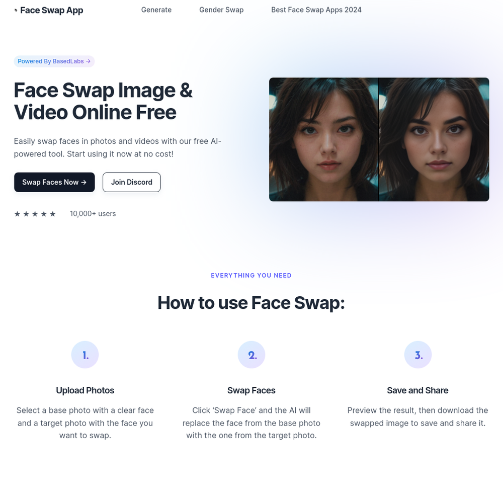 Face Swap App website screenshot Face Swap App website screenshot