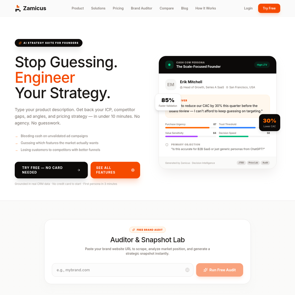 Zamicus AI website screenshot Zamicus AI website screenshot