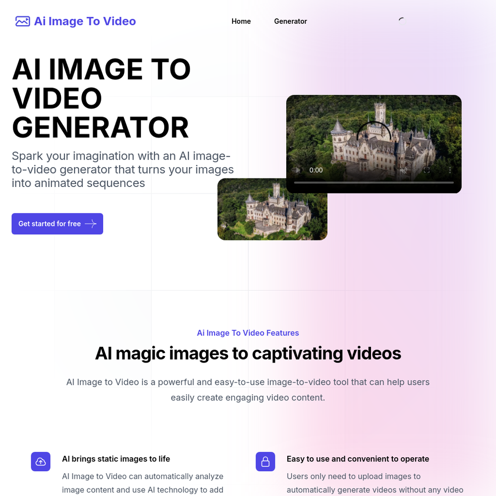 AI Image To Video website screenshot AI Image To Video website screenshot