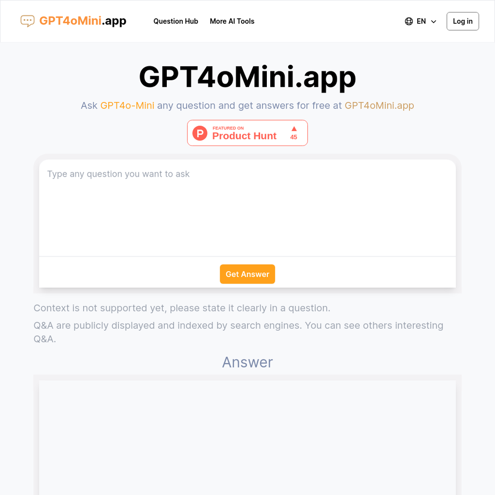 GPT4oMini website screenshot GPT4oMini website screenshot