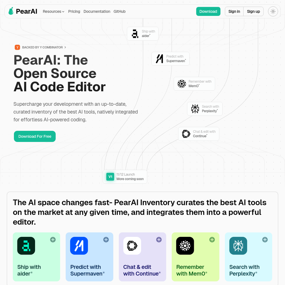 PearAI website screenshot PearAI website screenshot