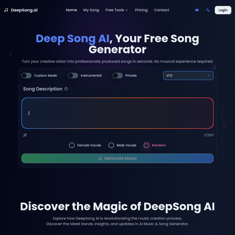 DeepSong.ai website screenshot DeepSong.ai website screenshot