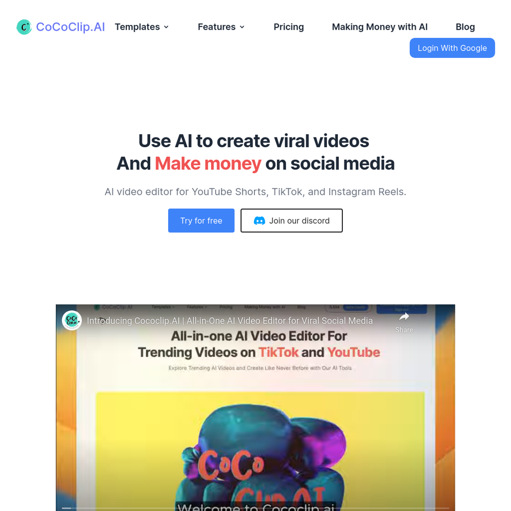 CoCoClip.AI website screenshot CoCoClip.AI website screenshot