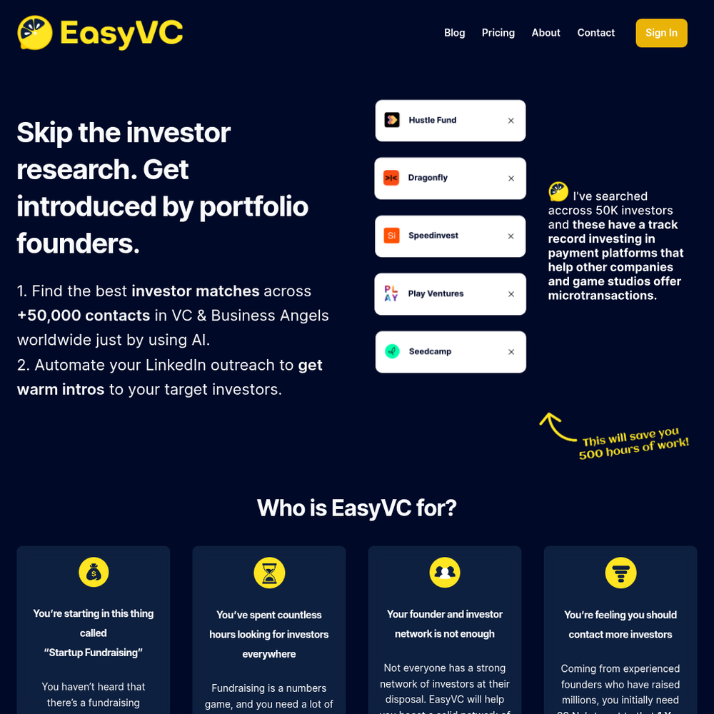 EasyVC website screenshot EasyVC website screenshot