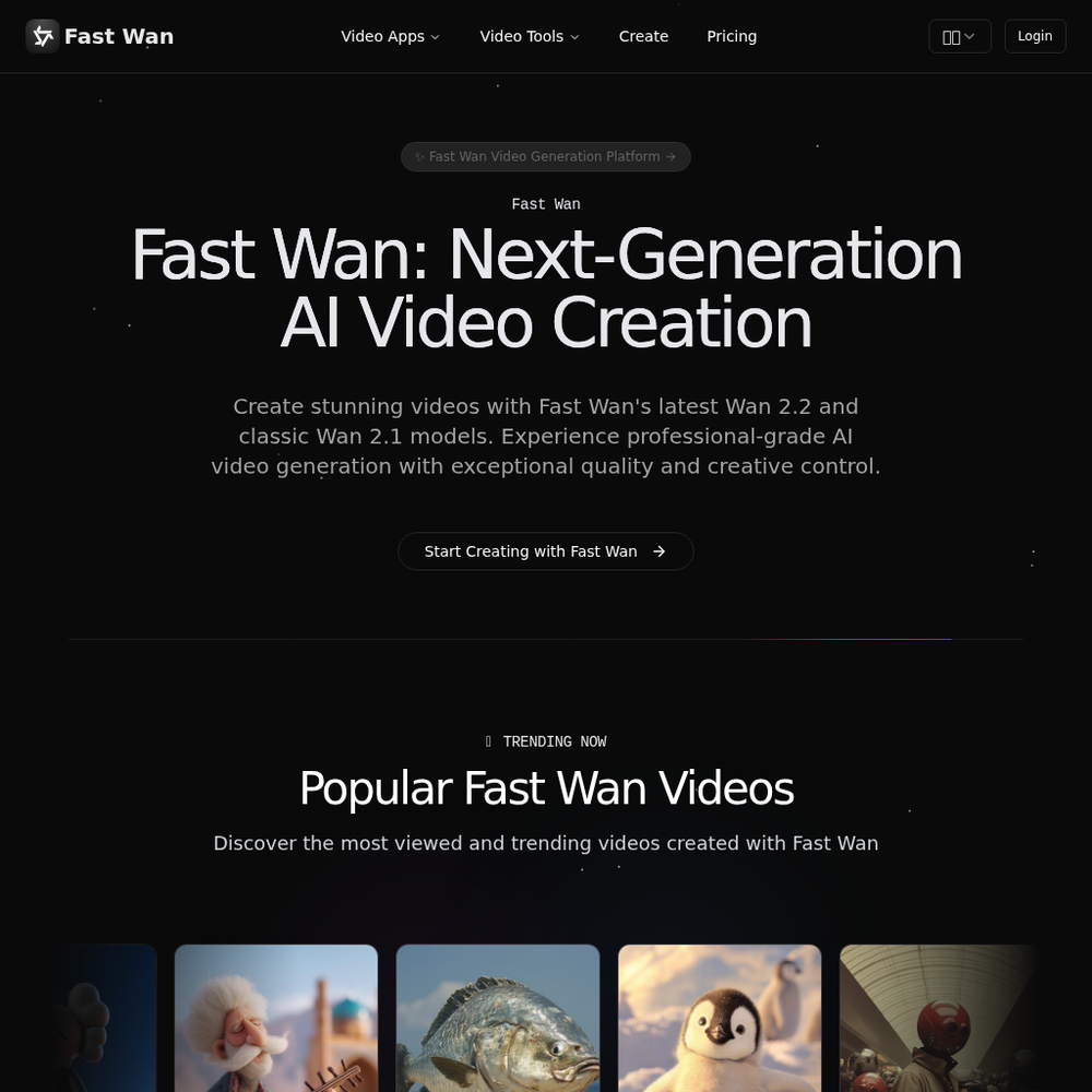 Fast Wan AI website screenshot Fast Wan AI website screenshot