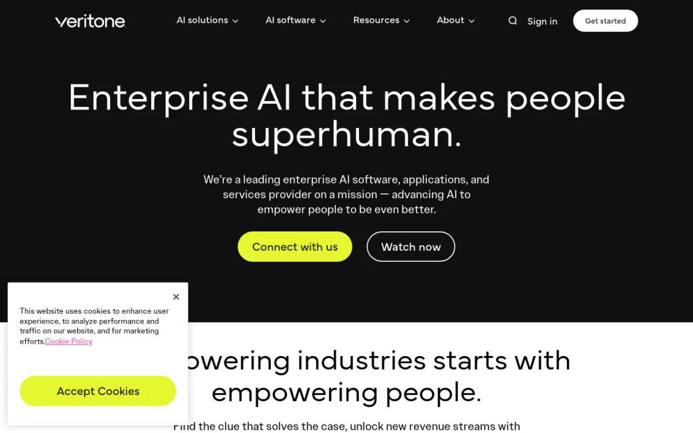 Veritone website screenshot Veritone website screenshot