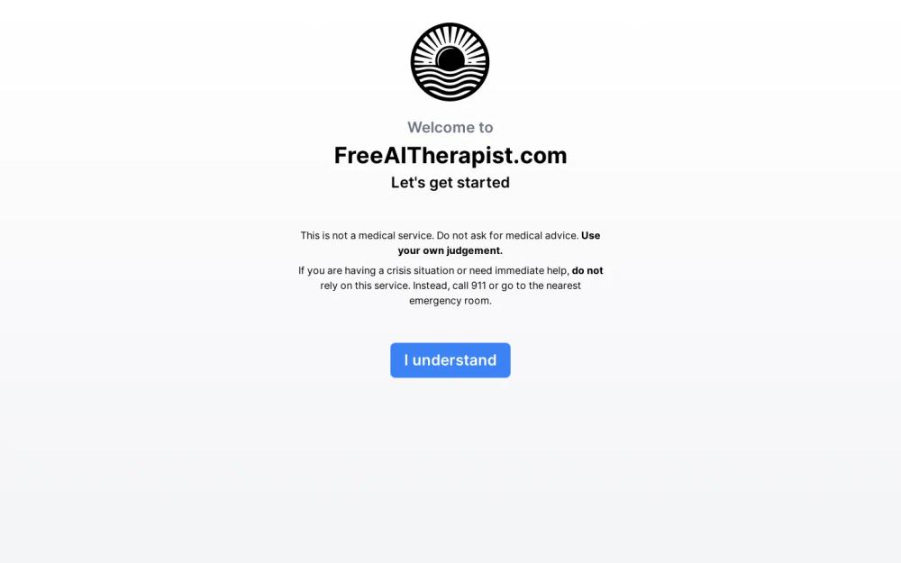 Free AI Therapist website screenshot Free AI Therapist website screenshot