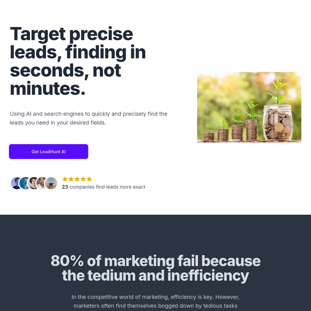 LeadHunt AI website screenshot LeadHunt AI website screenshot