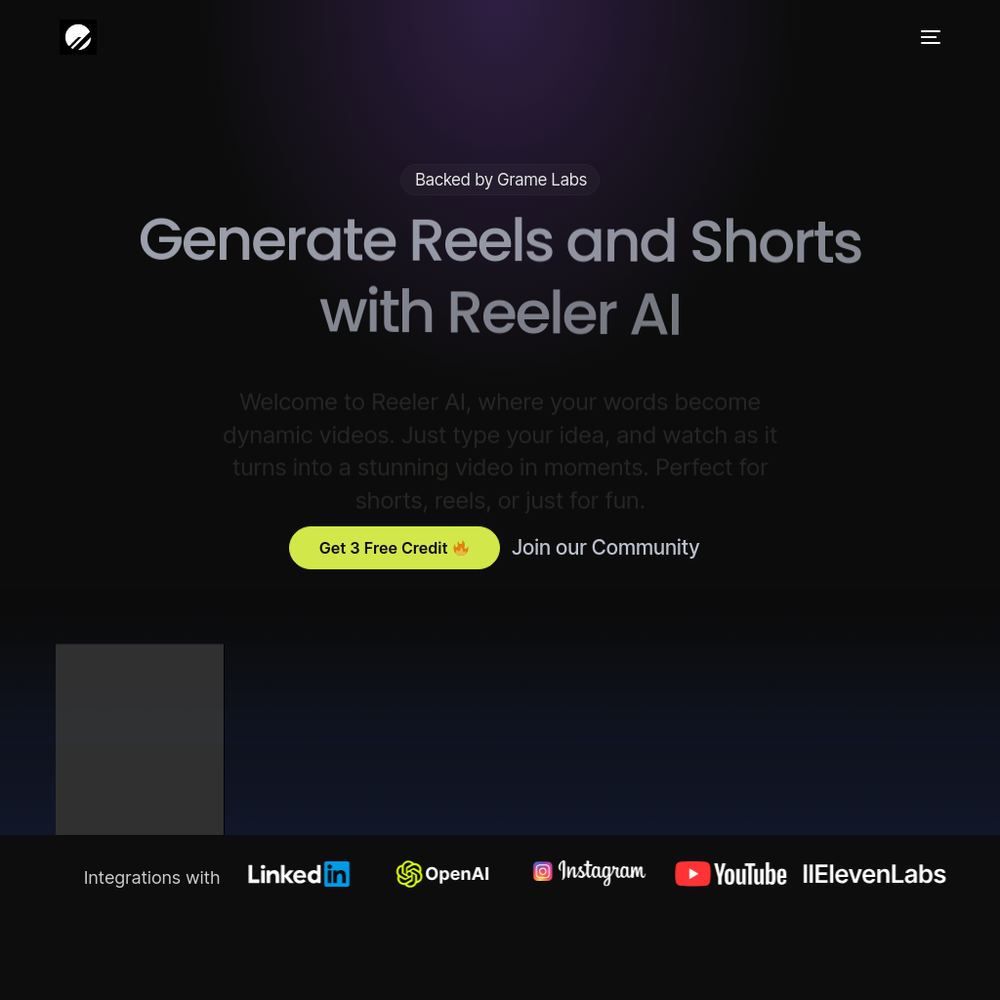 Reeler website screenshot Reeler website screenshot