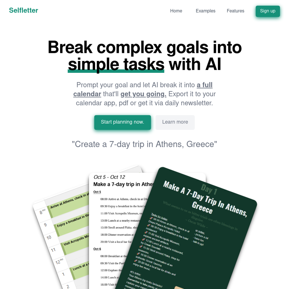 Selfletter website screenshot Selfletter website screenshot