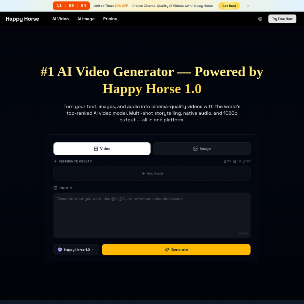 Happy Horse 1.0 website screenshot Happy Horse 1.0 website screenshot