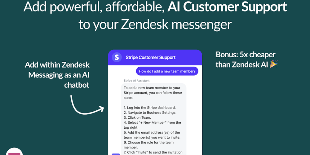 Zendesk AI (but cheaper) website screenshot Zendesk AI (but cheaper) website screenshot