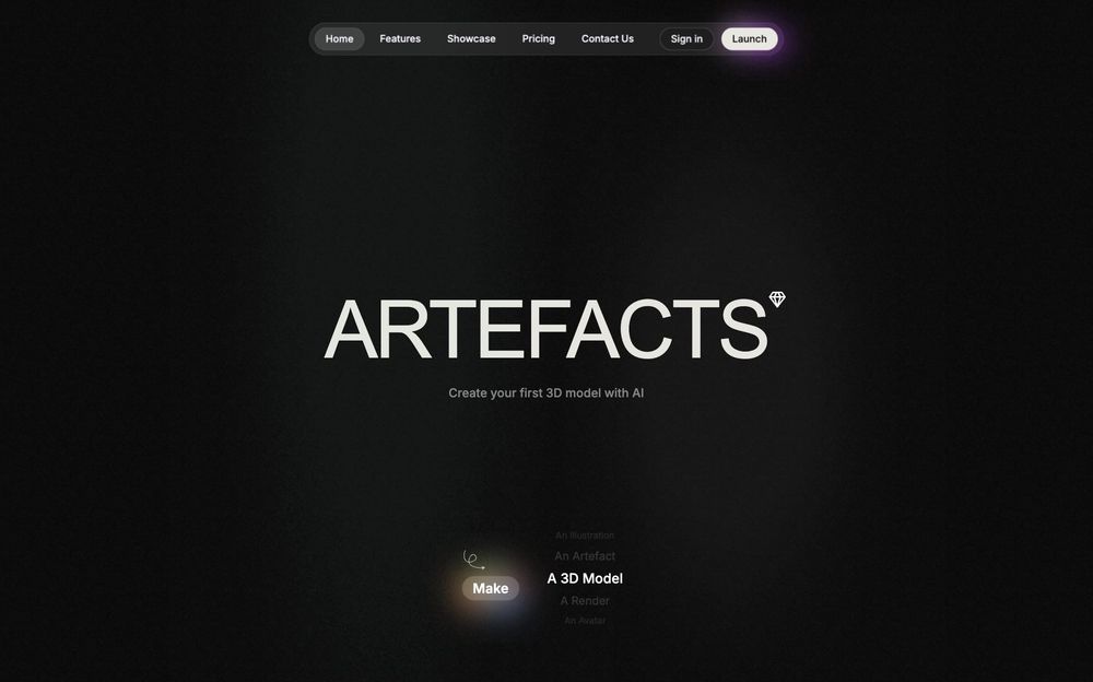 Artefacts.AI website screenshot Artefacts.AI website screenshot
