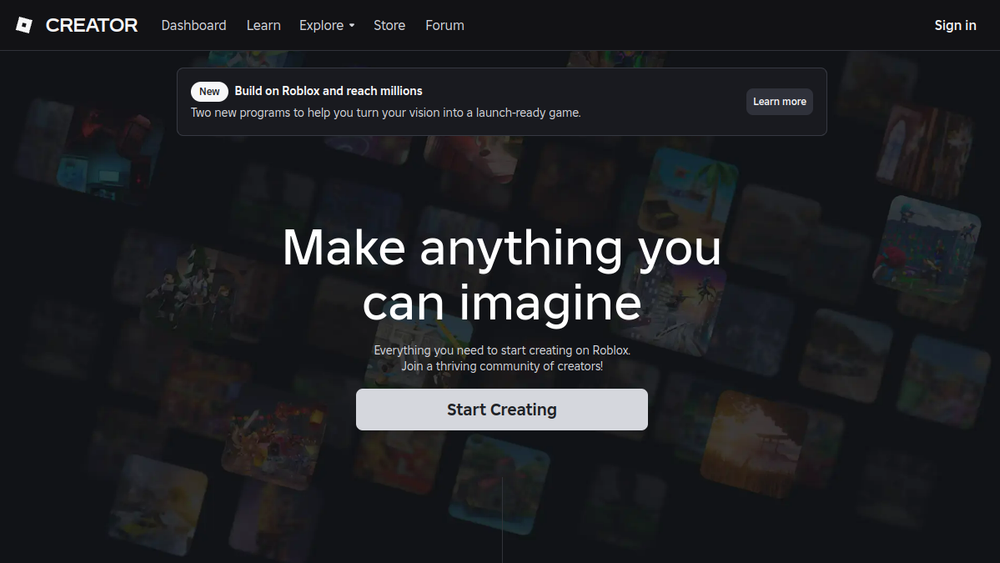 Roblox Studio website screenshot Roblox Studio website screenshot