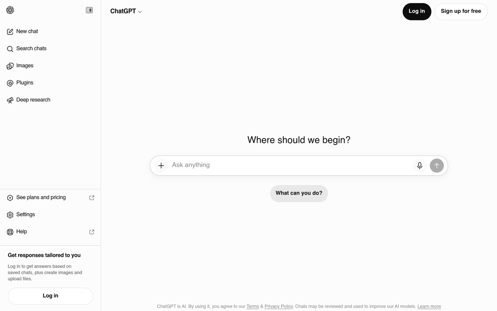 ChatGPT website screenshot ChatGPT website screenshot