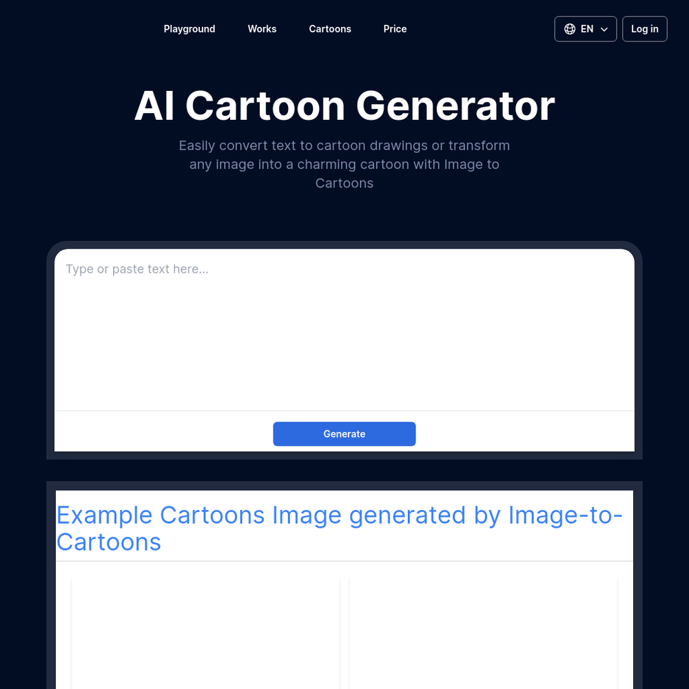 Image To Cartoons website screenshot Image To Cartoons website screenshot