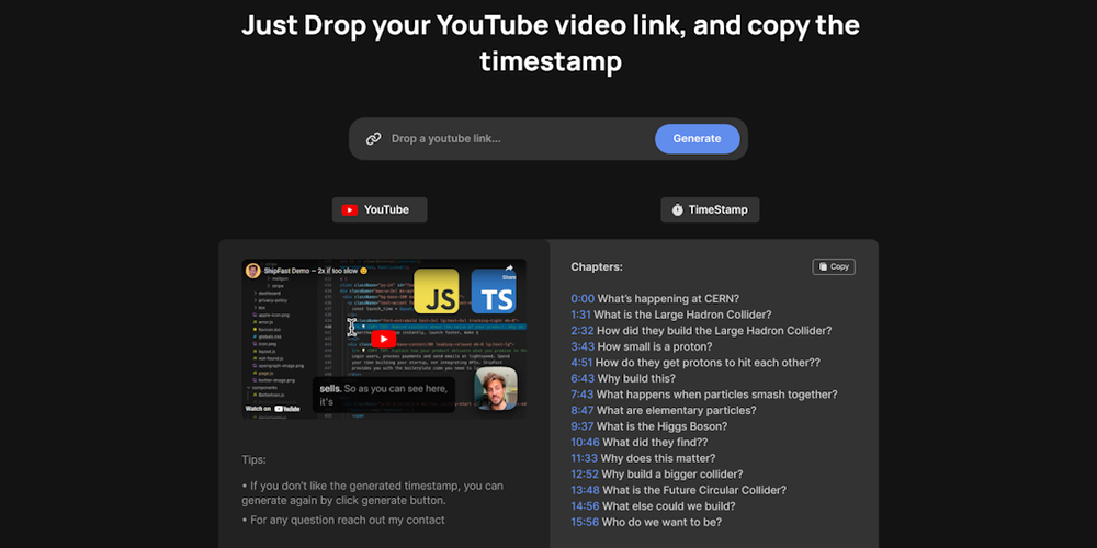 TimeStamper website screenshot TimeStamper website screenshot