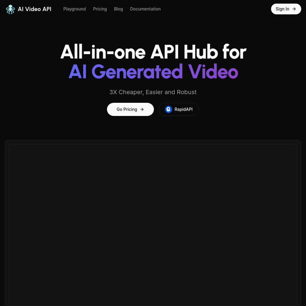AI Video API website screenshot AI Video API website screenshot
