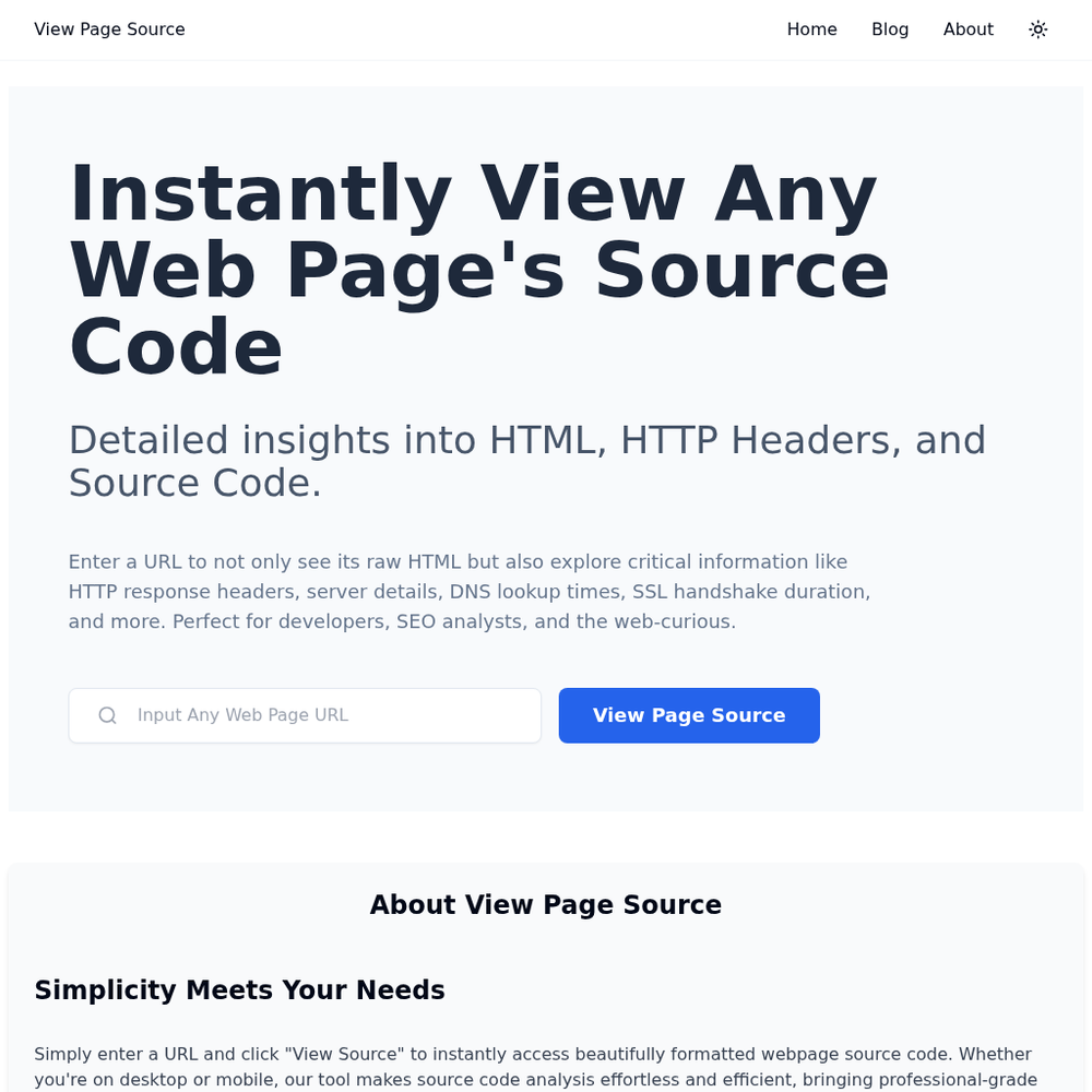 View Page Source website screenshot View Page Source website screenshot