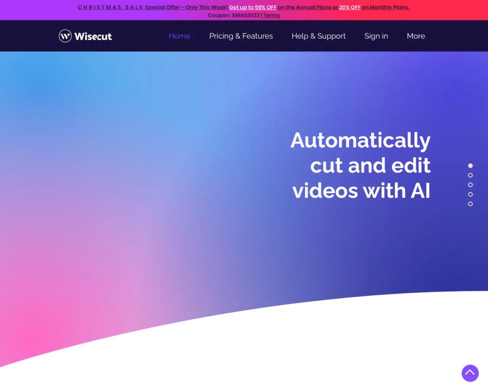 Wisecut website screenshot Wisecut website screenshot