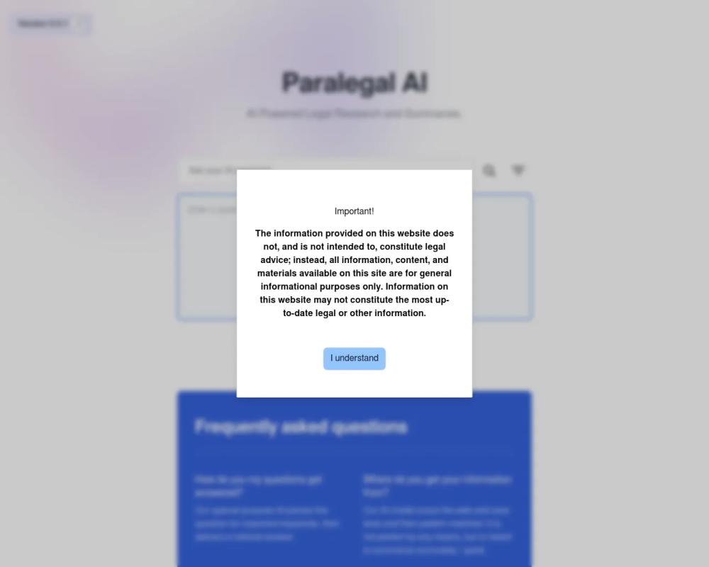 Paralegal AI website screenshot Paralegal AI website screenshot