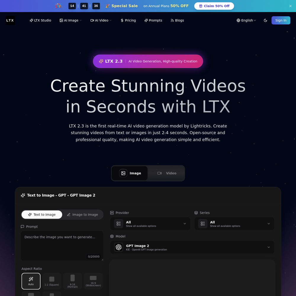 LTX Studio website screenshot LTX Studio website screenshot