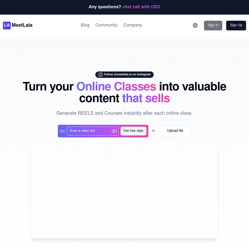 MeetLala website screenshot MeetLala website screenshot