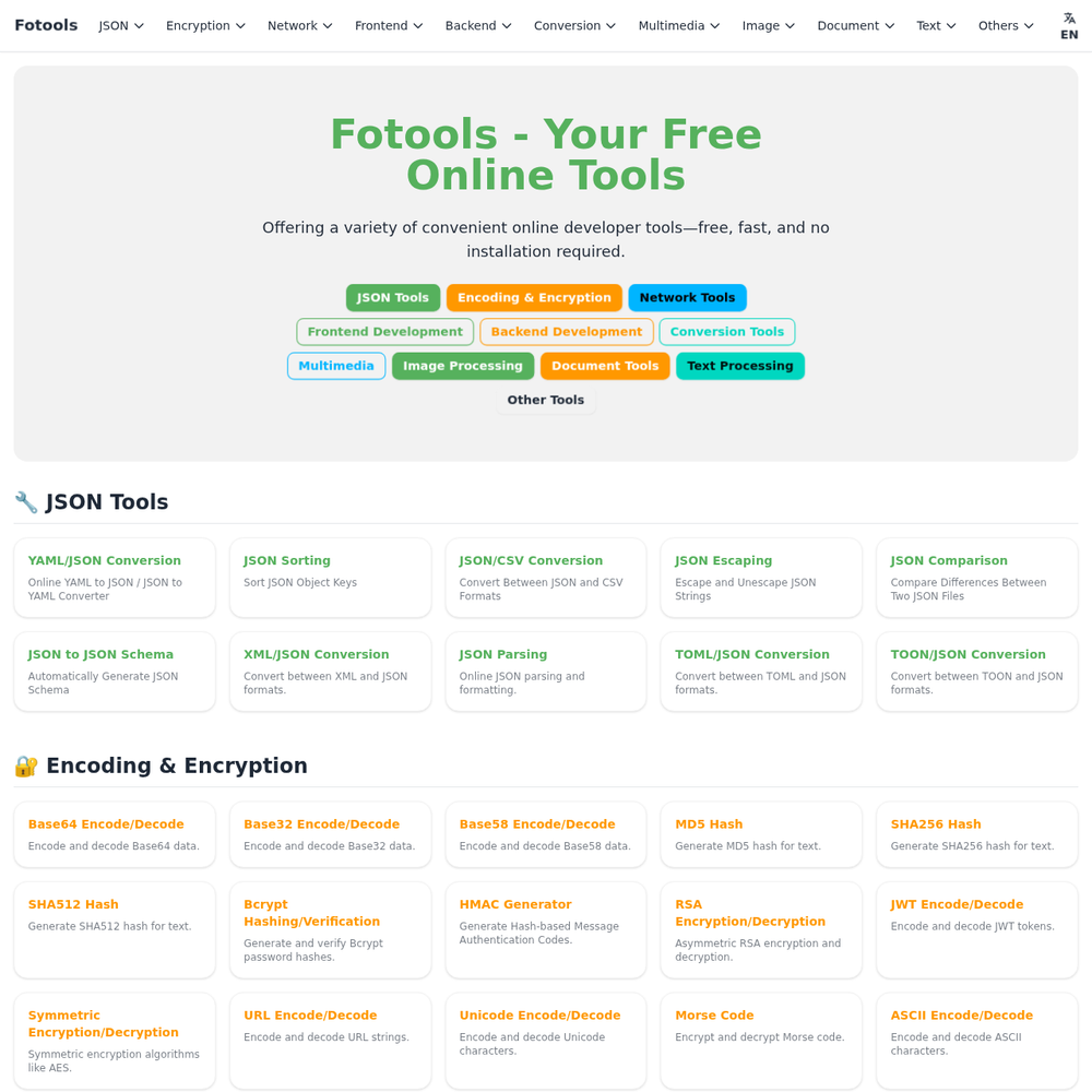 Fotools website screenshot Fotools website screenshot