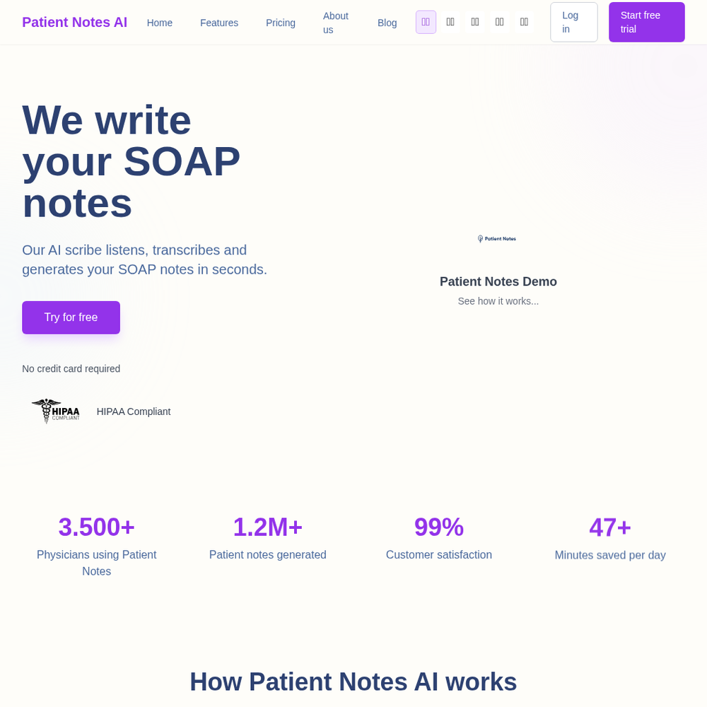 Patient Notes website screenshot Patient Notes website screenshot