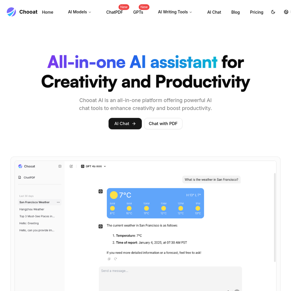Chooat website screenshot Chooat website screenshot