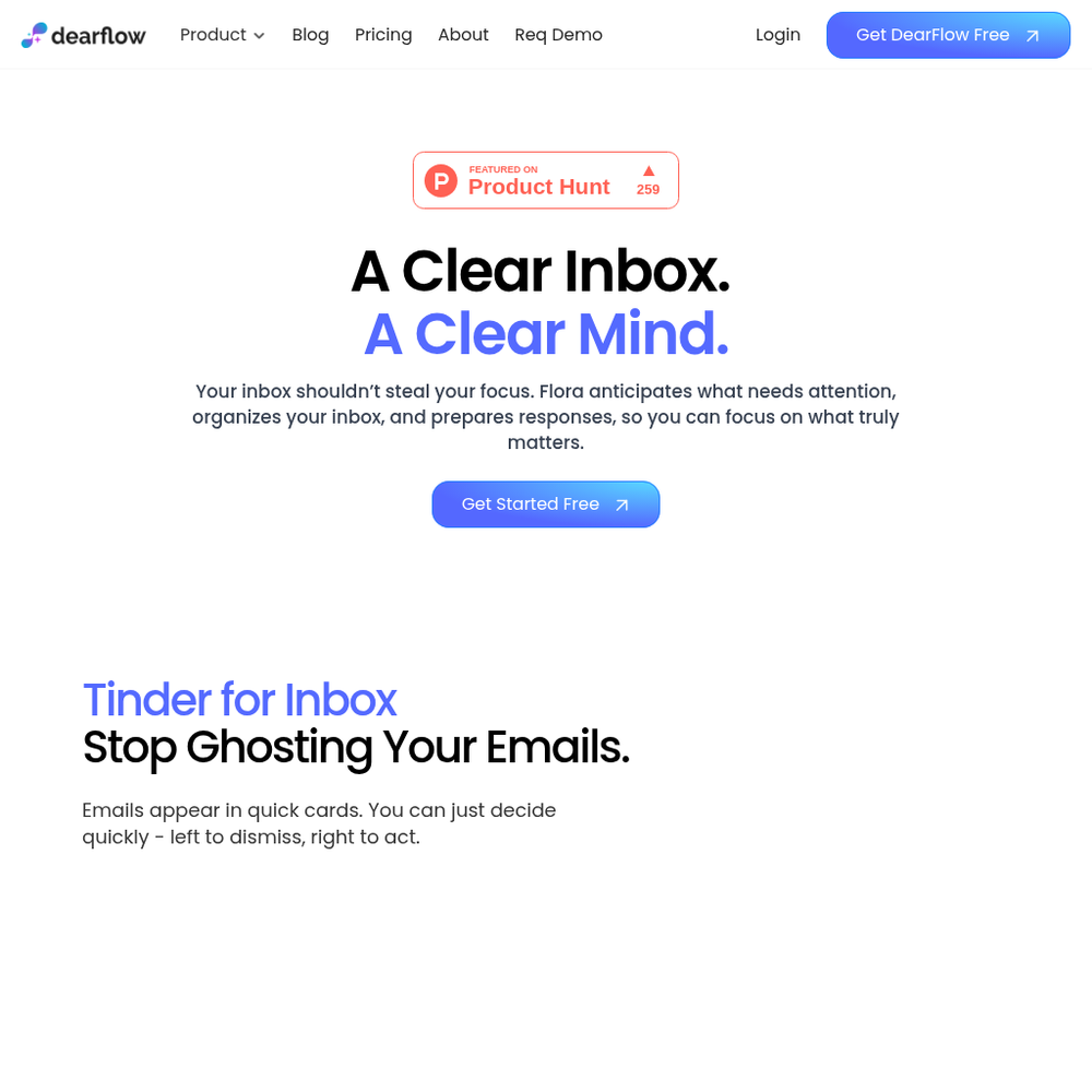 DearFlow AI website screenshot DearFlow AI website screenshot
