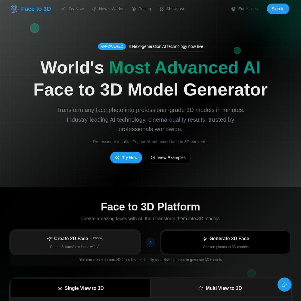 FaceTo3D.com website screenshot FaceTo3D.com website screenshot