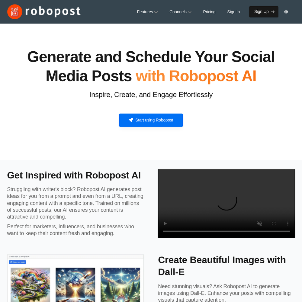 Robopost AI website screenshot Robopost AI website screenshot