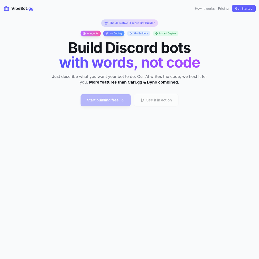 VibeBot AI website screenshot VibeBot AI website screenshot