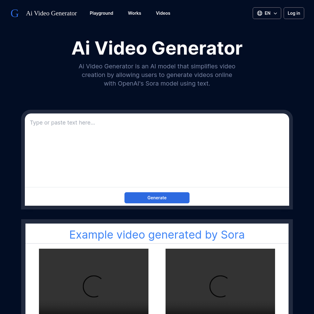 Ai Video Generator website screenshot Ai Video Generator website screenshot