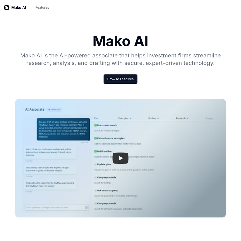 Mako AI website screenshot Mako AI website screenshot