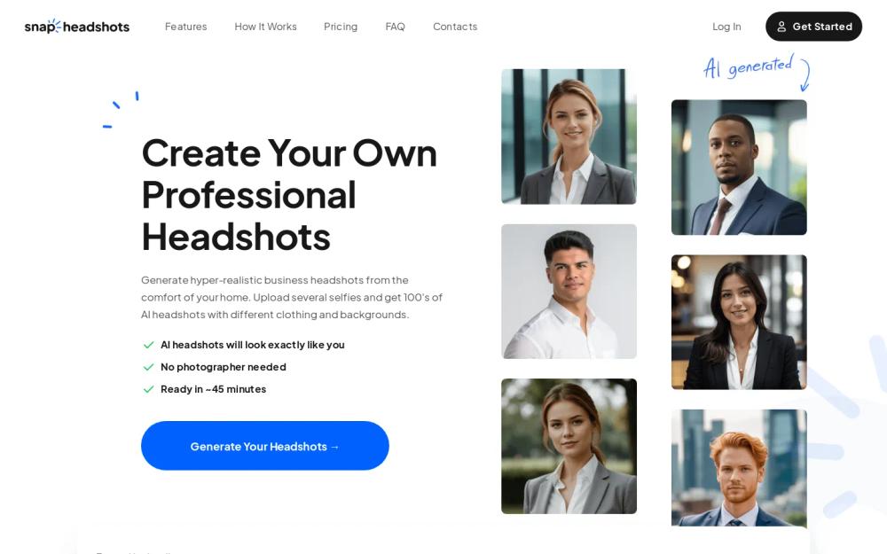 Snapheadshots website screenshot Snapheadshots website screenshot