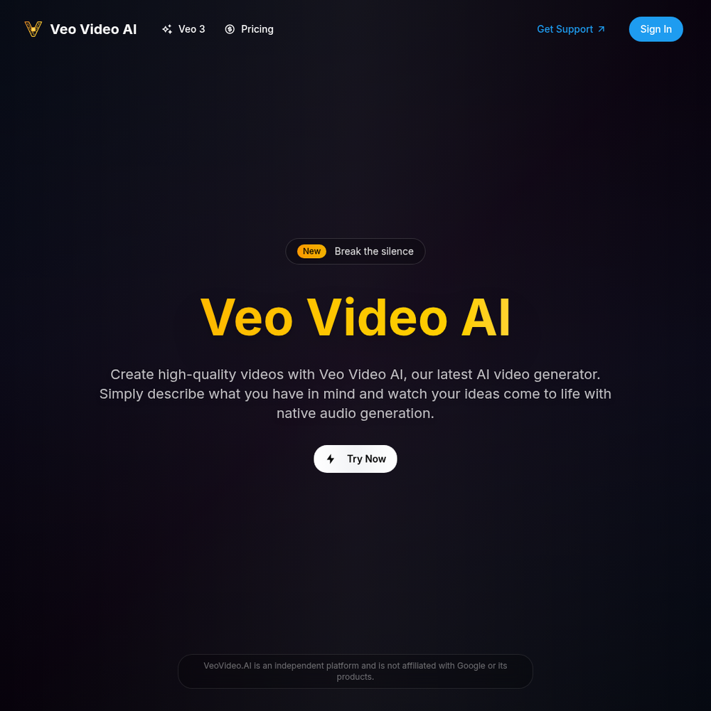 Veo Video AI website screenshot Veo Video AI website screenshot