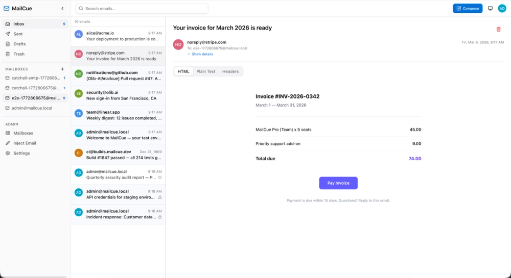 Screenshot of MailCue Screenshot of MailCue