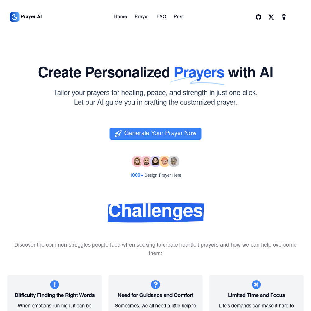 Prayer AI website screenshot Prayer AI website screenshot