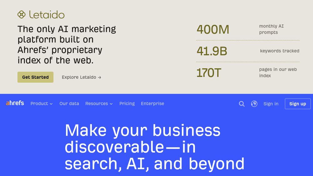 Ahrefs website screenshot Ahrefs website screenshot