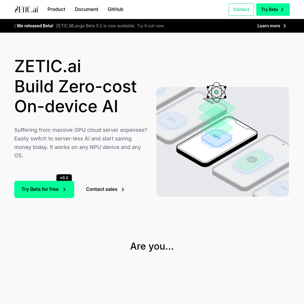 ZETIC.MLange website screenshot ZETIC.MLange website screenshot