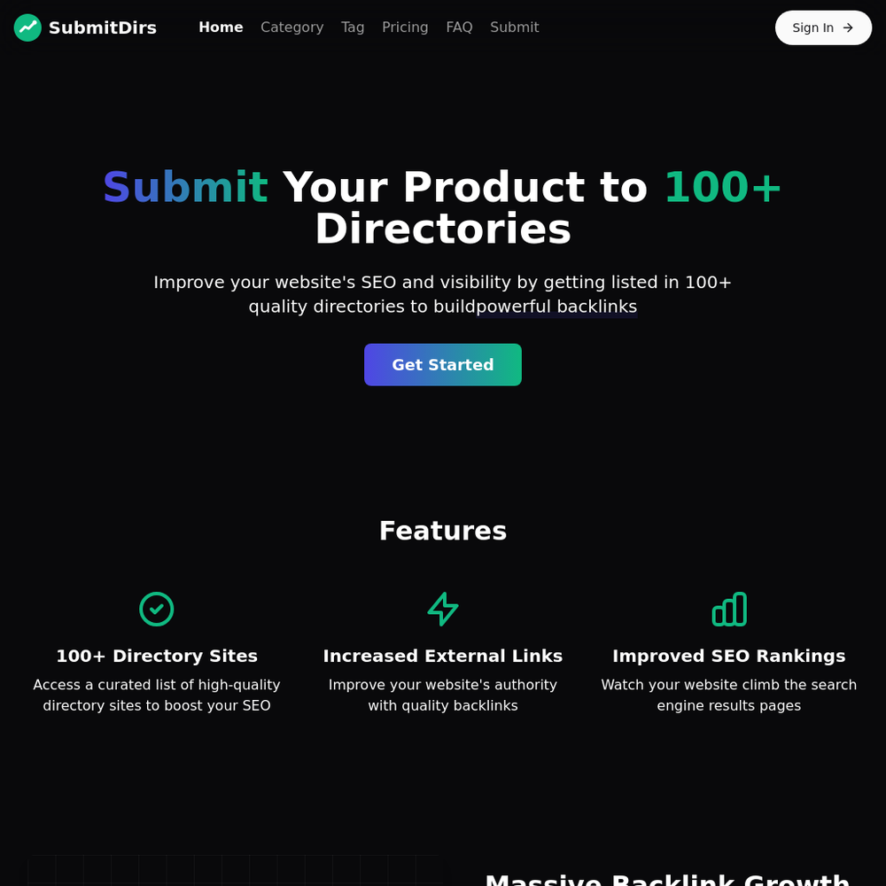 SubmitDirs website screenshot SubmitDirs website screenshot