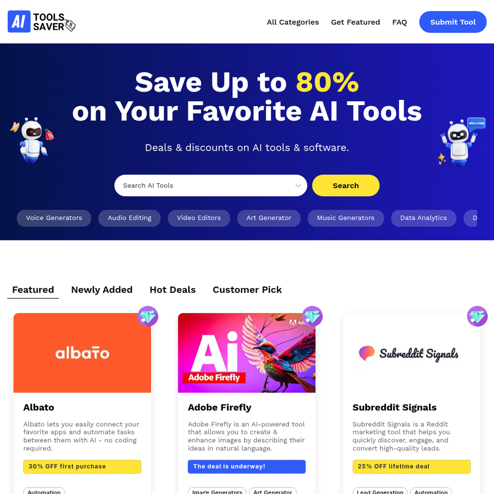 AI Tools Saver website screenshot AI Tools Saver website screenshot