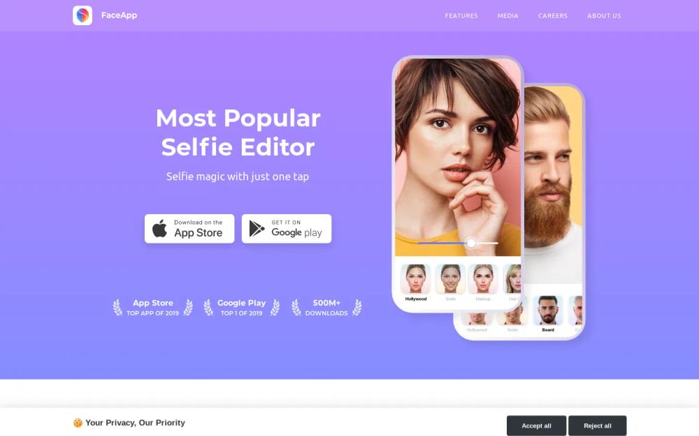 FaceApp website screenshot FaceApp website screenshot