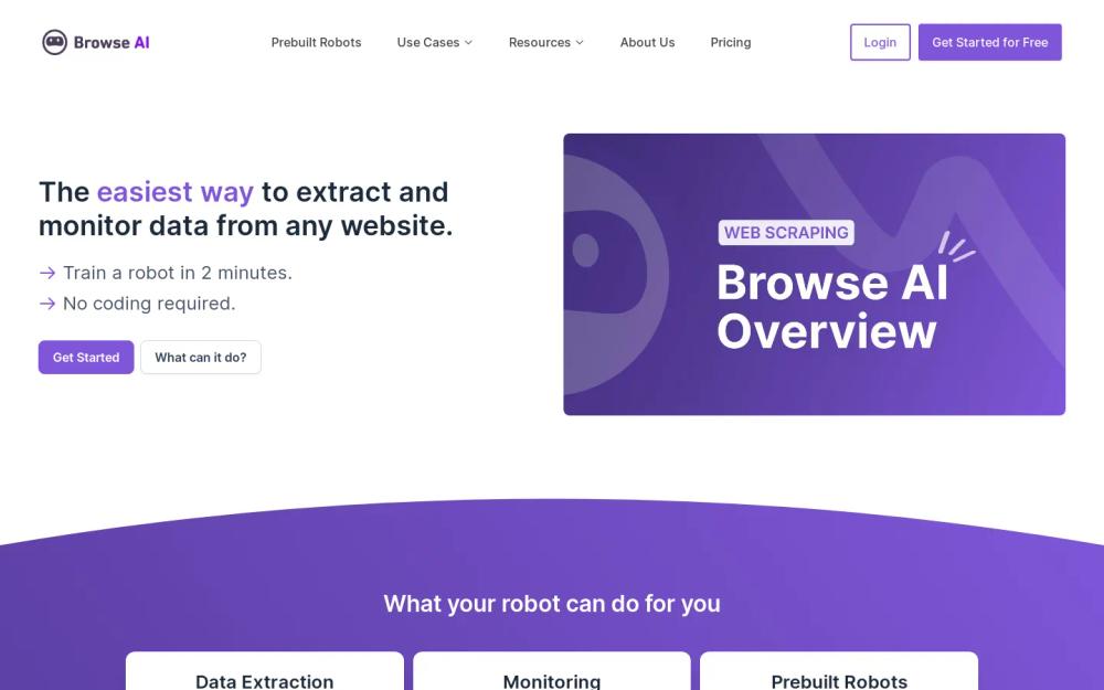 Browse AI website screenshot Browse AI website screenshot