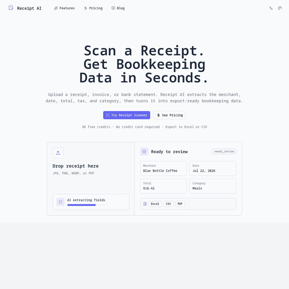 Receipt AI website screenshot Receipt AI website screenshot
