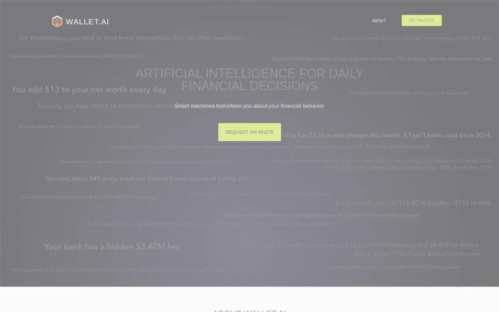 Wallet AI website screenshot Wallet AI website screenshot