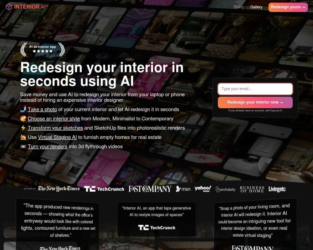 Interior AI website screenshot Interior AI website screenshot